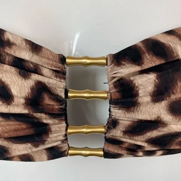 NWT Carmen Marc Valvo Tiger Print Bikini and Matching Bottoms Size XS